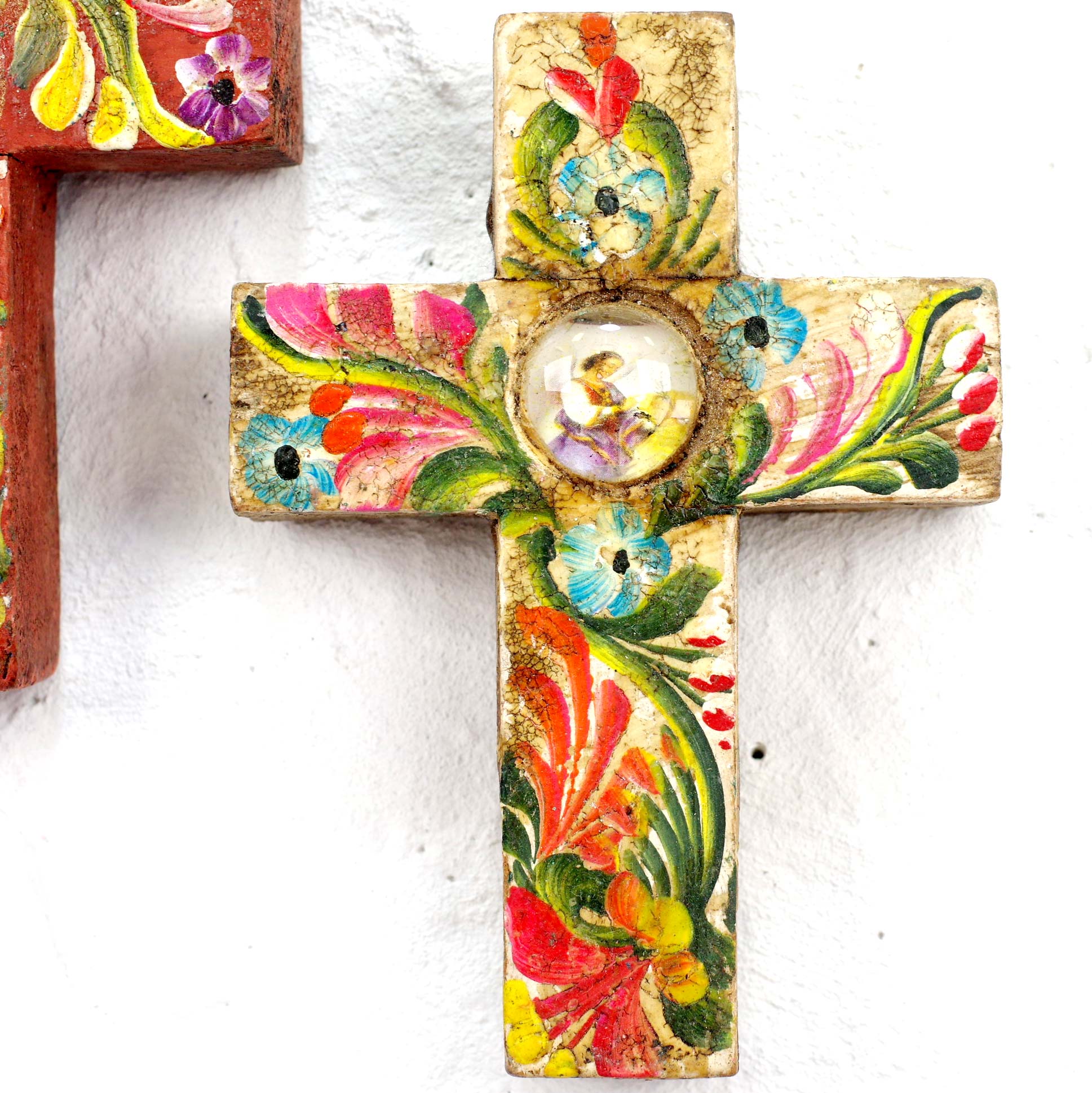 “手描きミラグロクロス,ミラグロ,クロス,十字架,壁掛け,壁飾り,インテリア,ミラグロクロス,民芸品,メキシコ雑貨,メキシコ雑貨PAD”