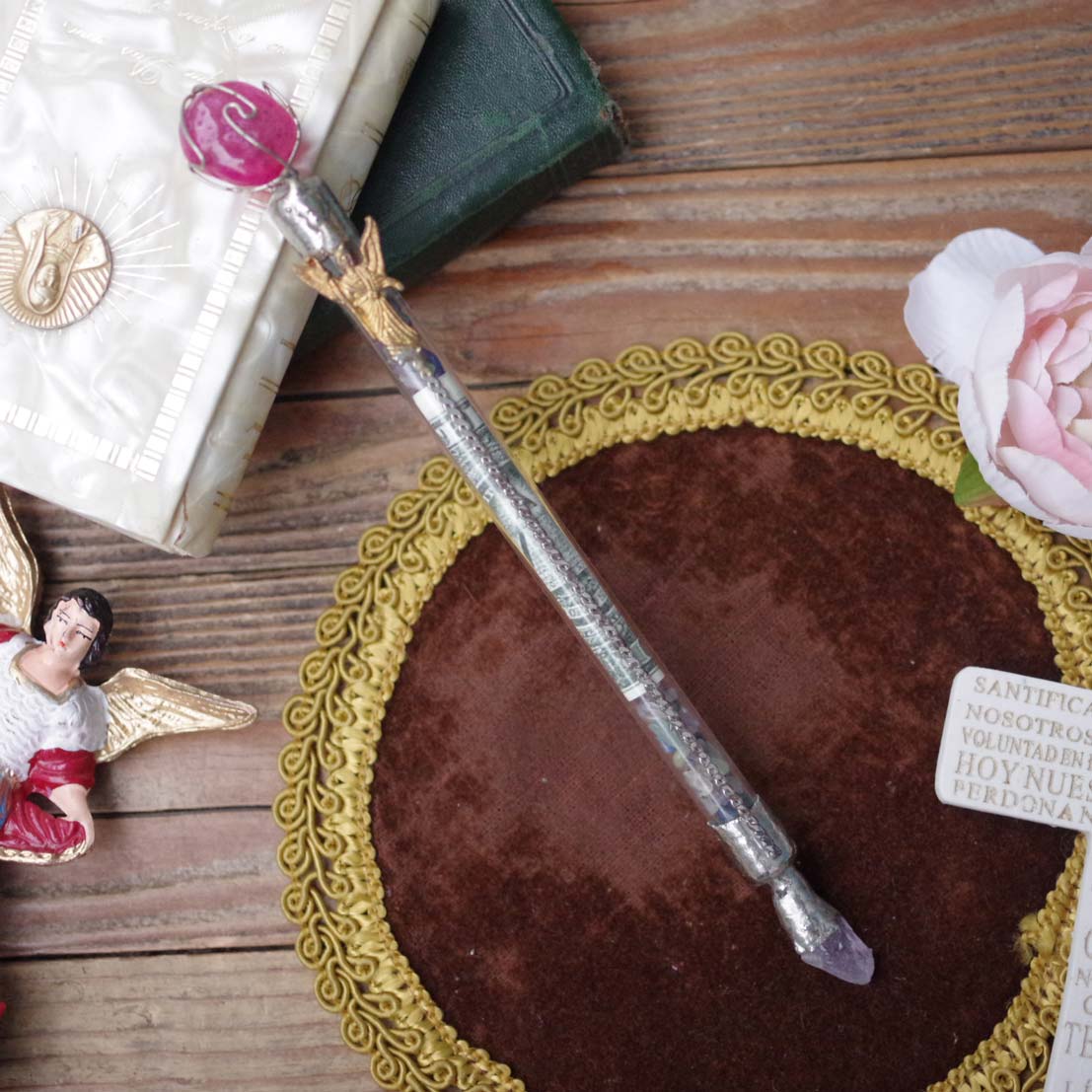 “ラファエル,魔法の杖,マジックワンド,魔法使いの杖,魔法のペン,天然石ペン,七大天使,天使,大天使,エンジェル,魔除け,お守り,メキシコ,インテリア,インテリア雑貨”